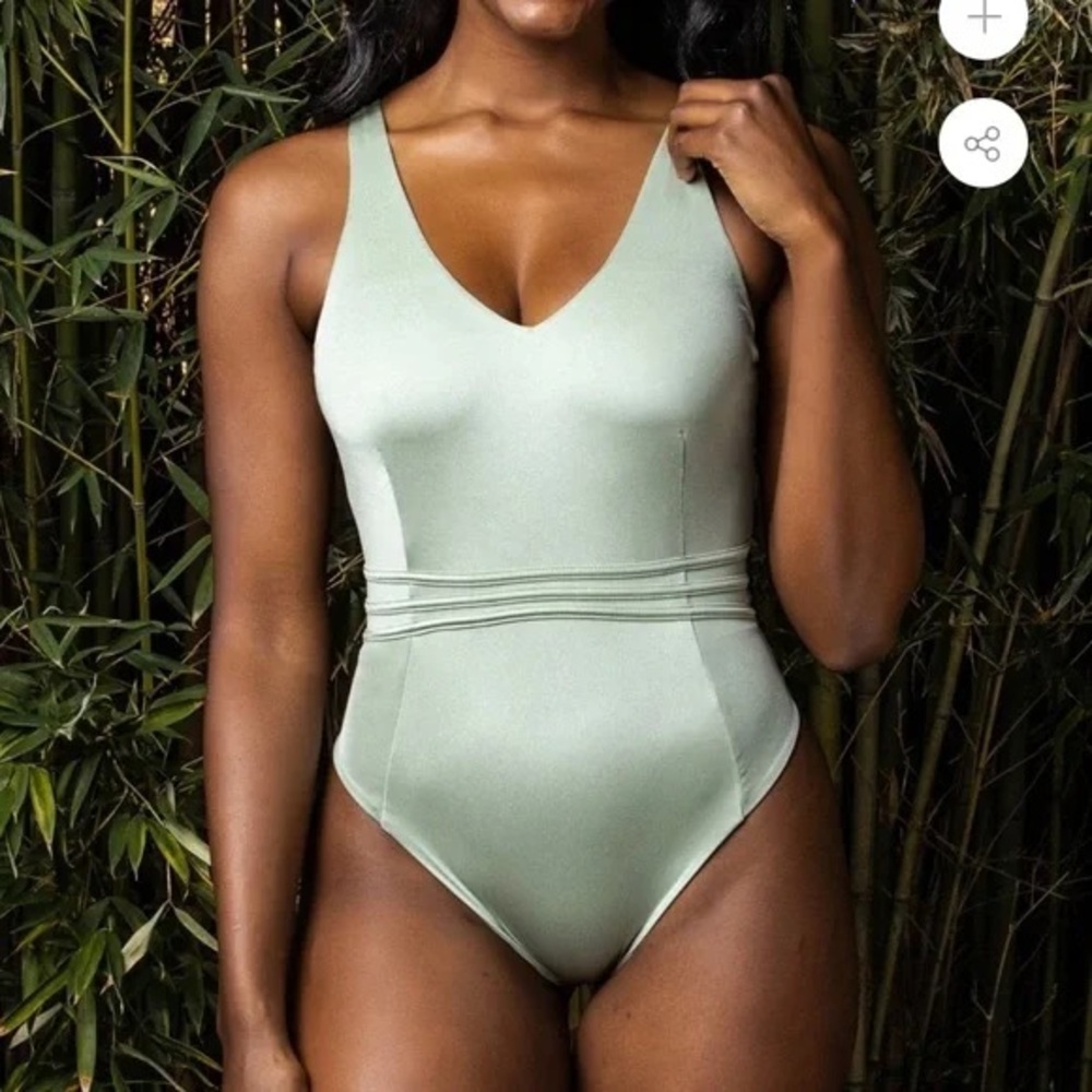 Buff Bunny Swimsuit Small Green One Piece Bathing Suit Swim